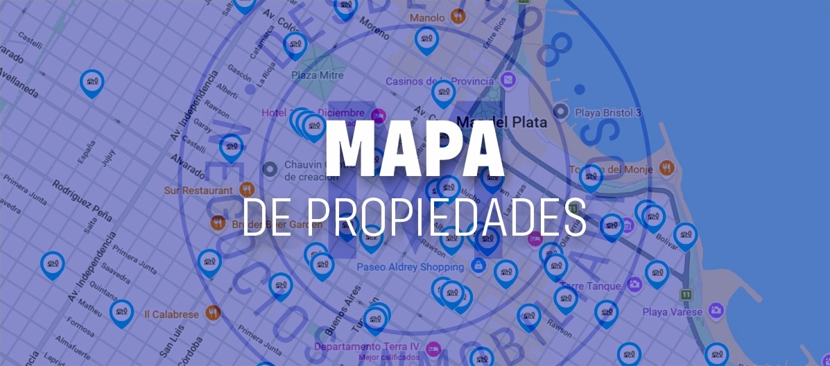 Mapa de propiedades en Mar del Plata