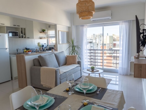 Departamento en alquiler temporario 2 ambientes para 4 con vista al mar y cochera